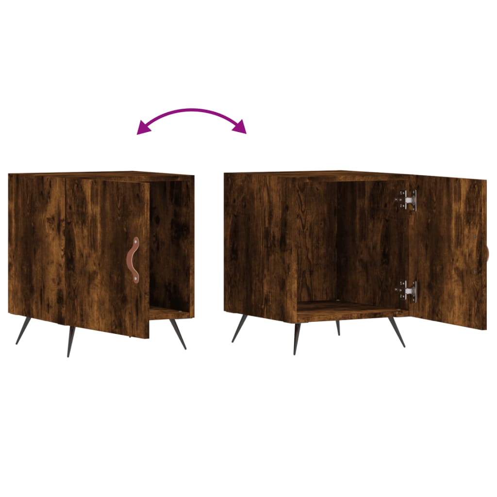 vidaXL Bedside Cabinets 2 pcs Smoked Oak 40x40x50 cm Engineered Wood