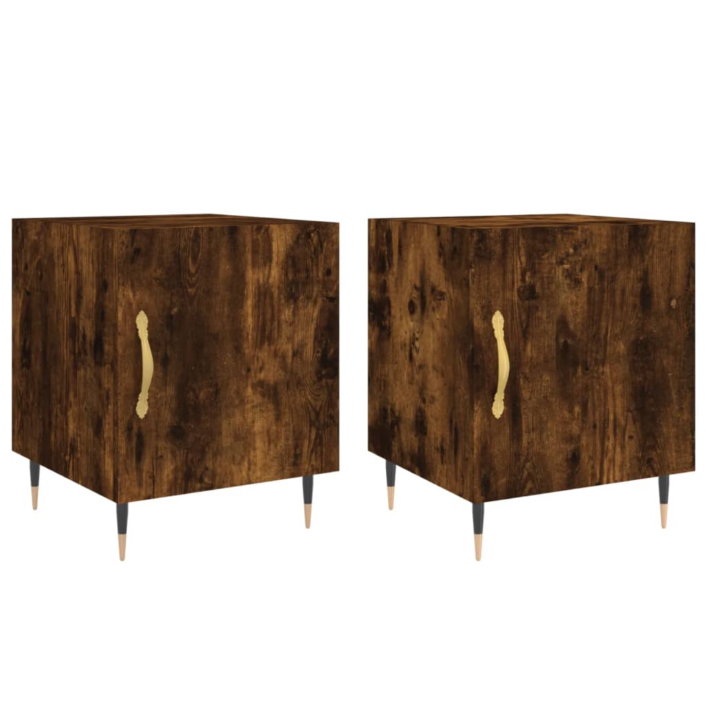 vidaXL Bedside Cabinets 2 pcs Smoked Oak 40x40x50 cm Engineered Wood