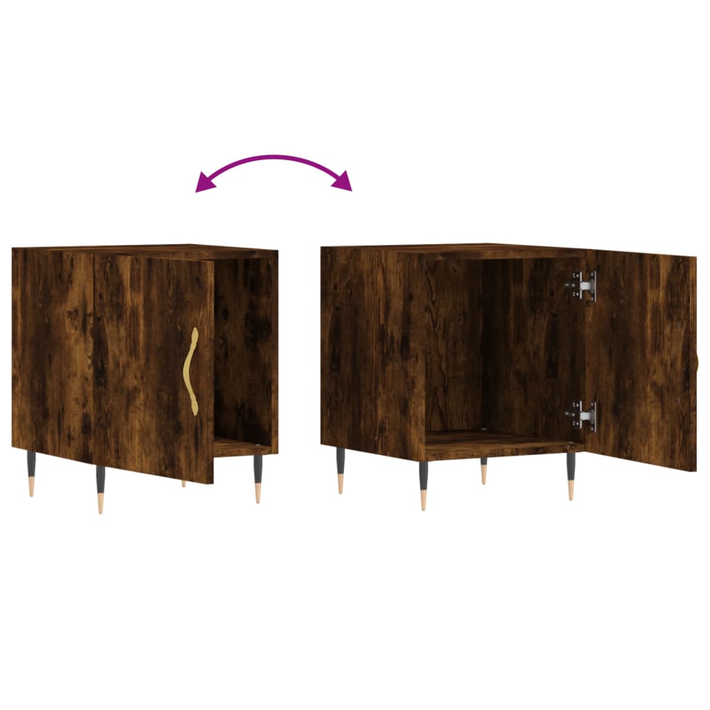 vidaXL Bedside Cabinets 2 pcs Smoked Oak 40x40x50 cm Engineered Wood