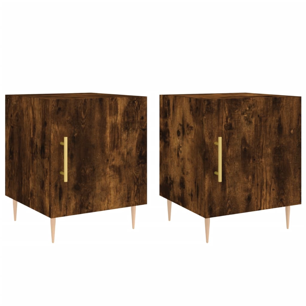 vidaXL Bedside Cabinets 2 pcs Smoked Oak 40x40x50 cm Engineered Wood