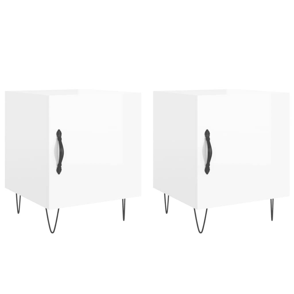 vidaXL Bedside Cabinets 2 pcs High Gloss White 40x40x50 cm Engineered Wood