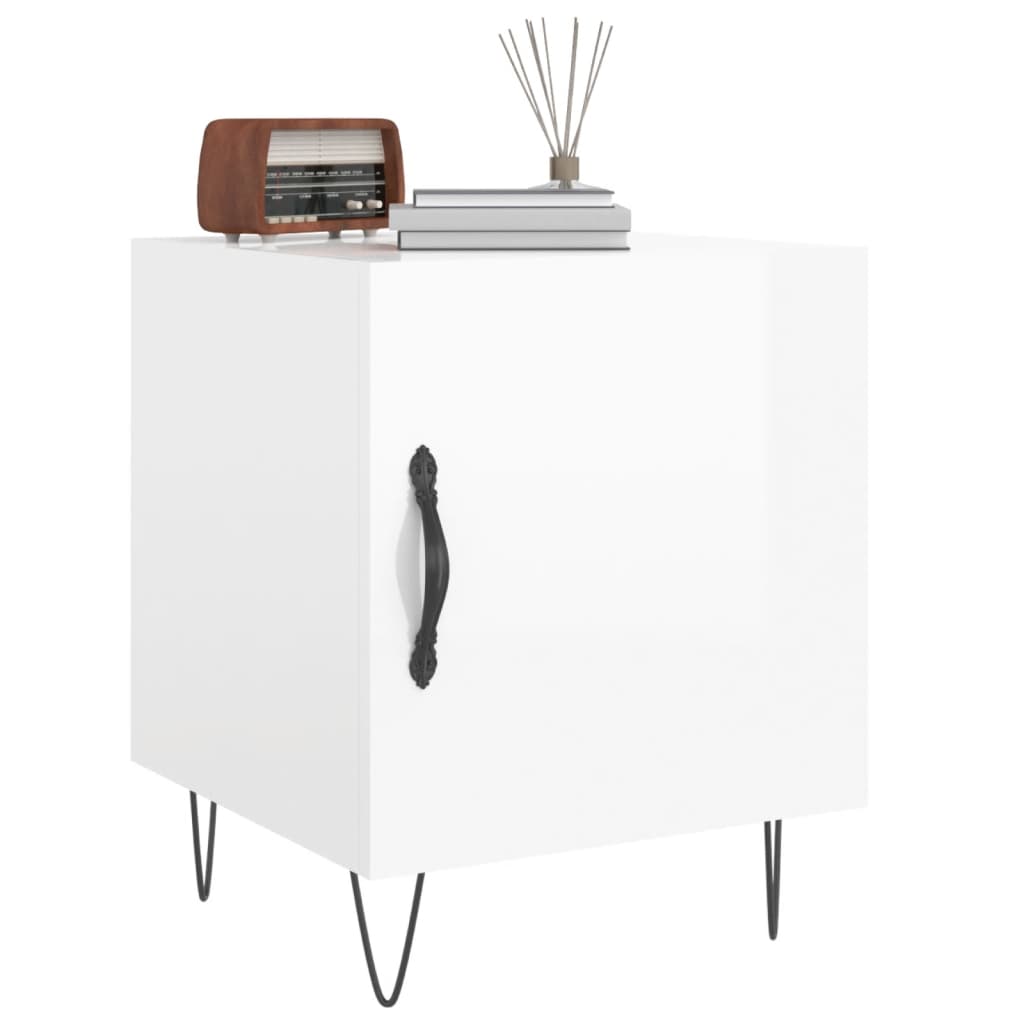 vidaXL Bedside Cabinets 2 pcs High Gloss White 40x40x50 cm Engineered Wood