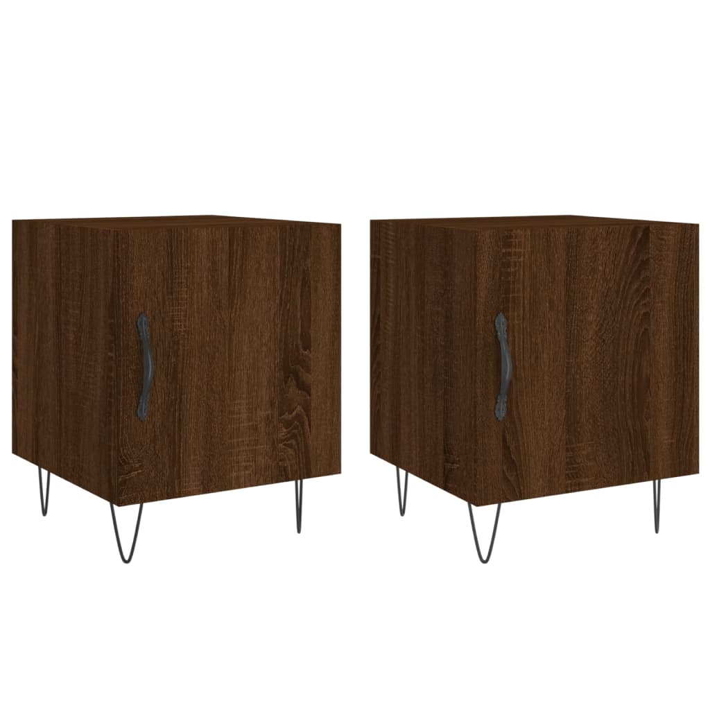 vidaXL Bedside Cabinets 2 pcs Brown Oak 40x40x50 cm Engineered Wood