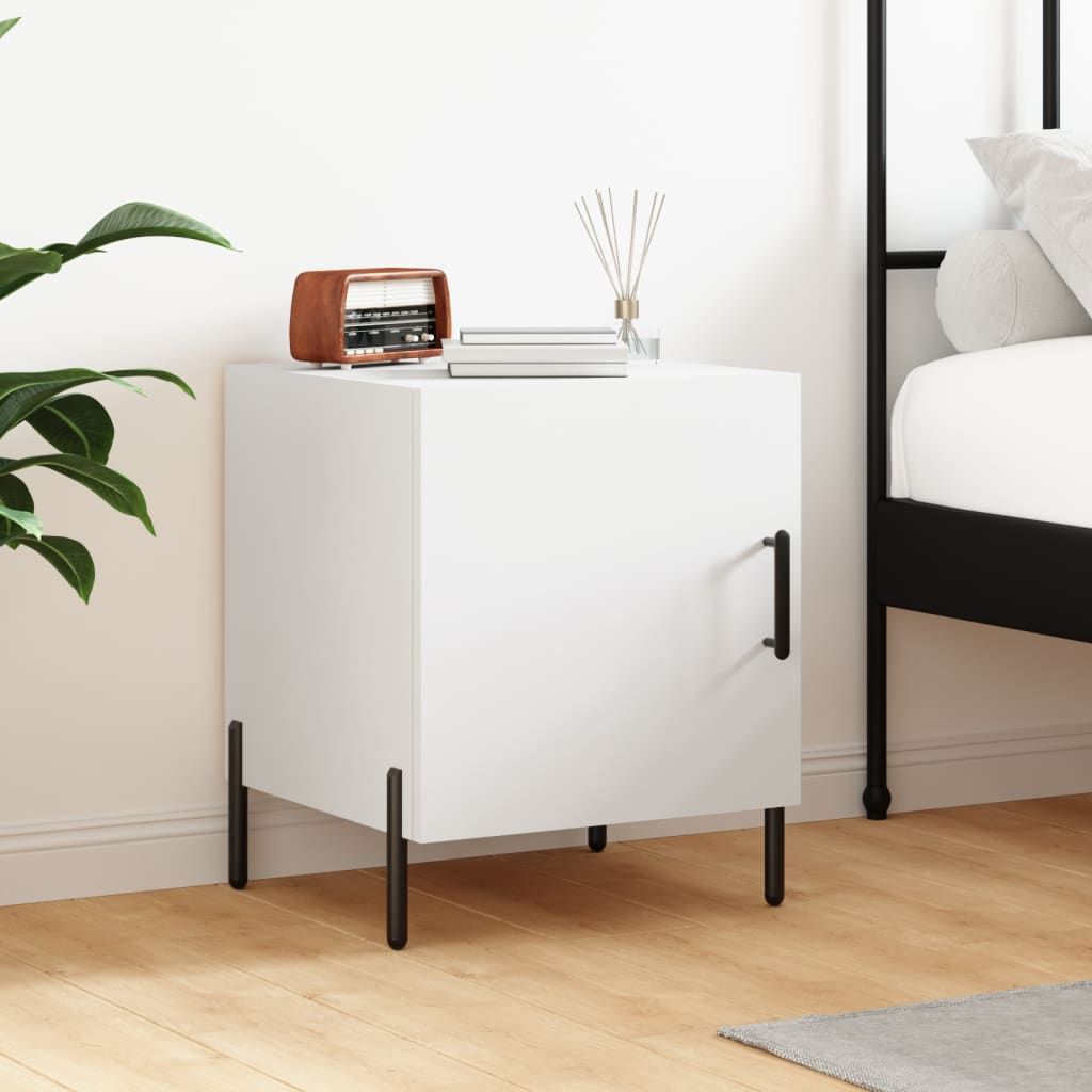 vidaXL Bedside Cabinet White 40x40x50 cm Engineered Wood