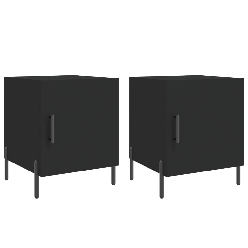 vidaXL Bedside Cabinets 2 pcs Black 40x40x50 cm Engineered Wood