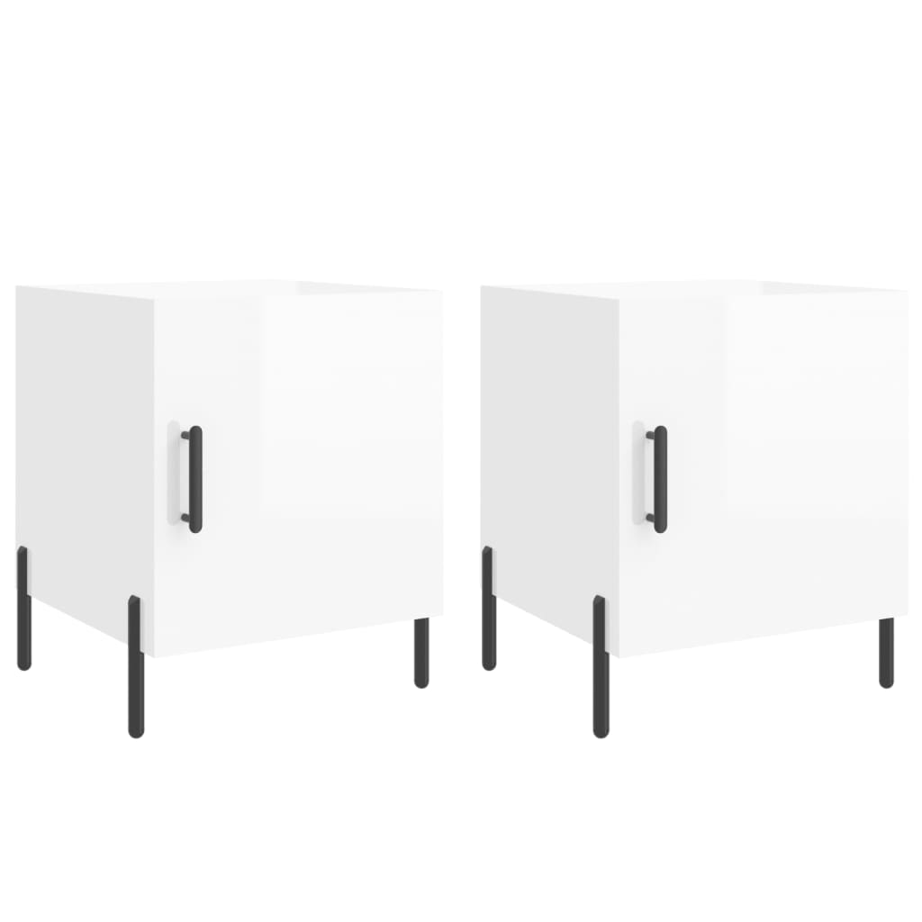 vidaXL Bedside Cabinets 2 pcs High Gloss White 40x40x50 cm Engineered Wood