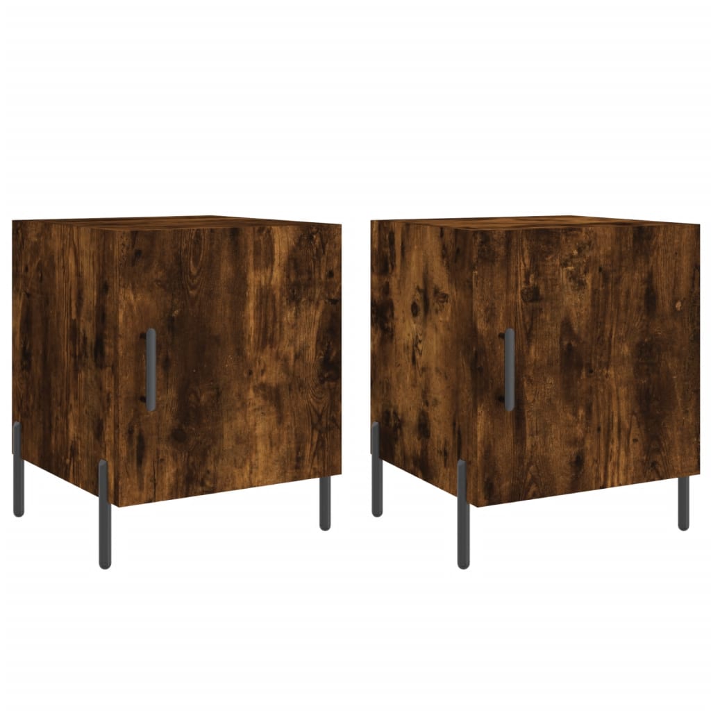 vidaXL Bedside Cabinets 2 pcs Smoked Oak 40x40x50 cm Engineered Wood