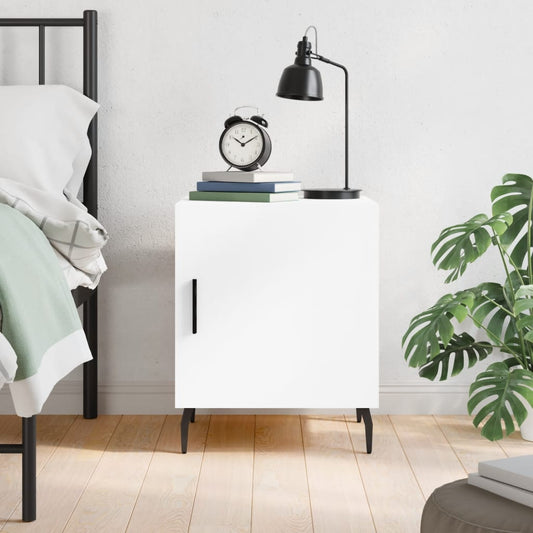 vidaXL Bedside Cabinet White 40x40x50 cm Engineered Wood