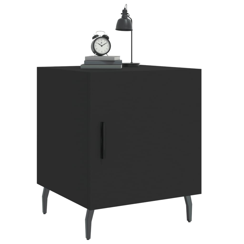 vidaXL Bedside Cabinets 2 pcs Black 40x40x50 cm Engineered Wood