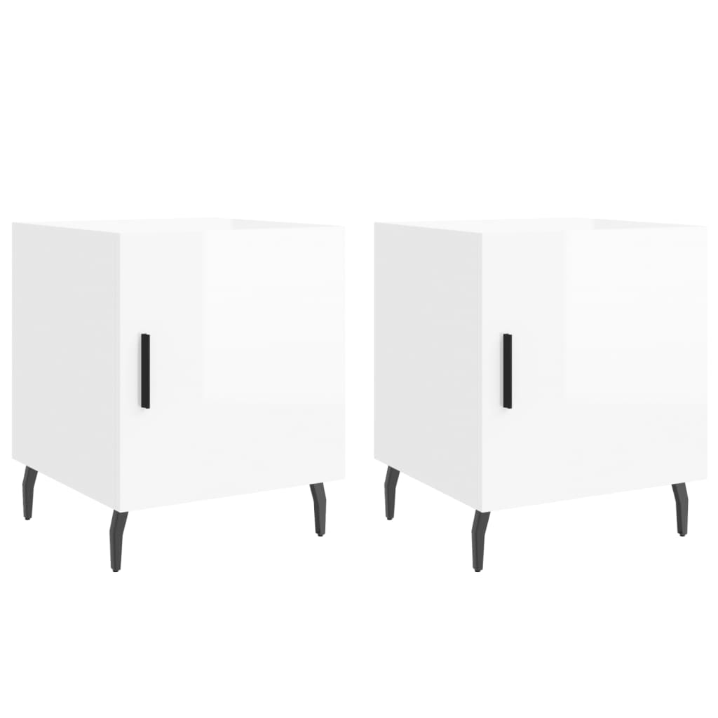 vidaXL Bedside Cabinets 2 pcs High Gloss White 40x40x50 cm Engineered Wood