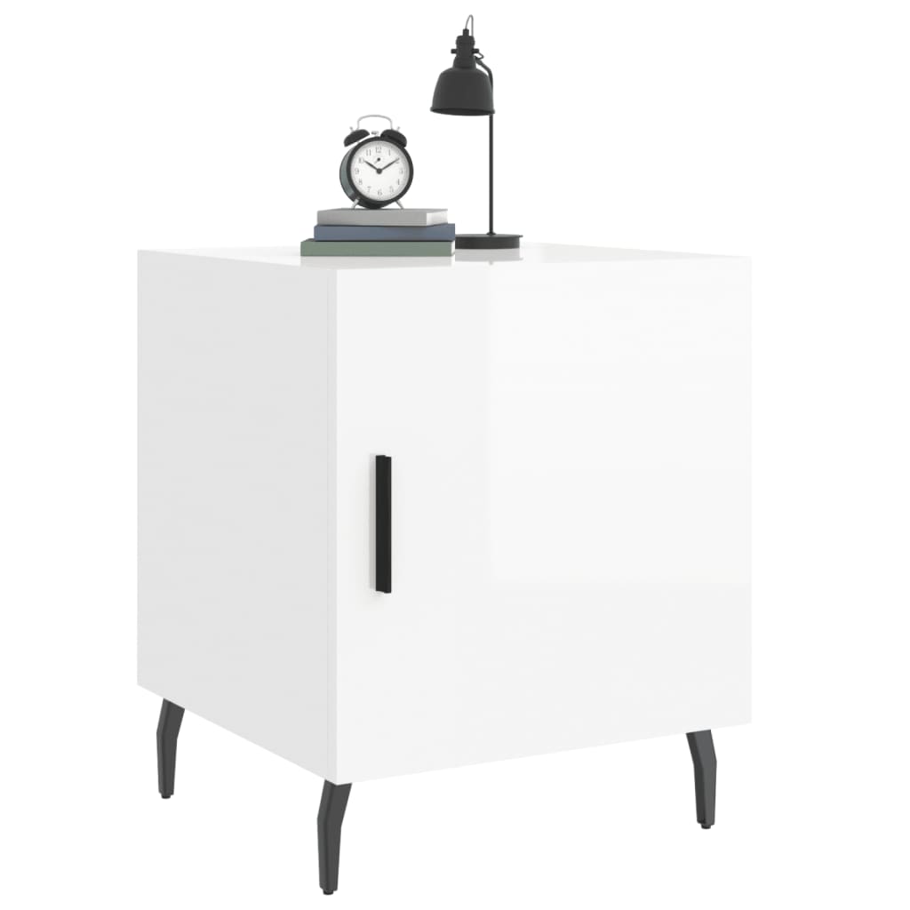 vidaXL Bedside Cabinets 2 pcs High Gloss White 40x40x50 cm Engineered Wood