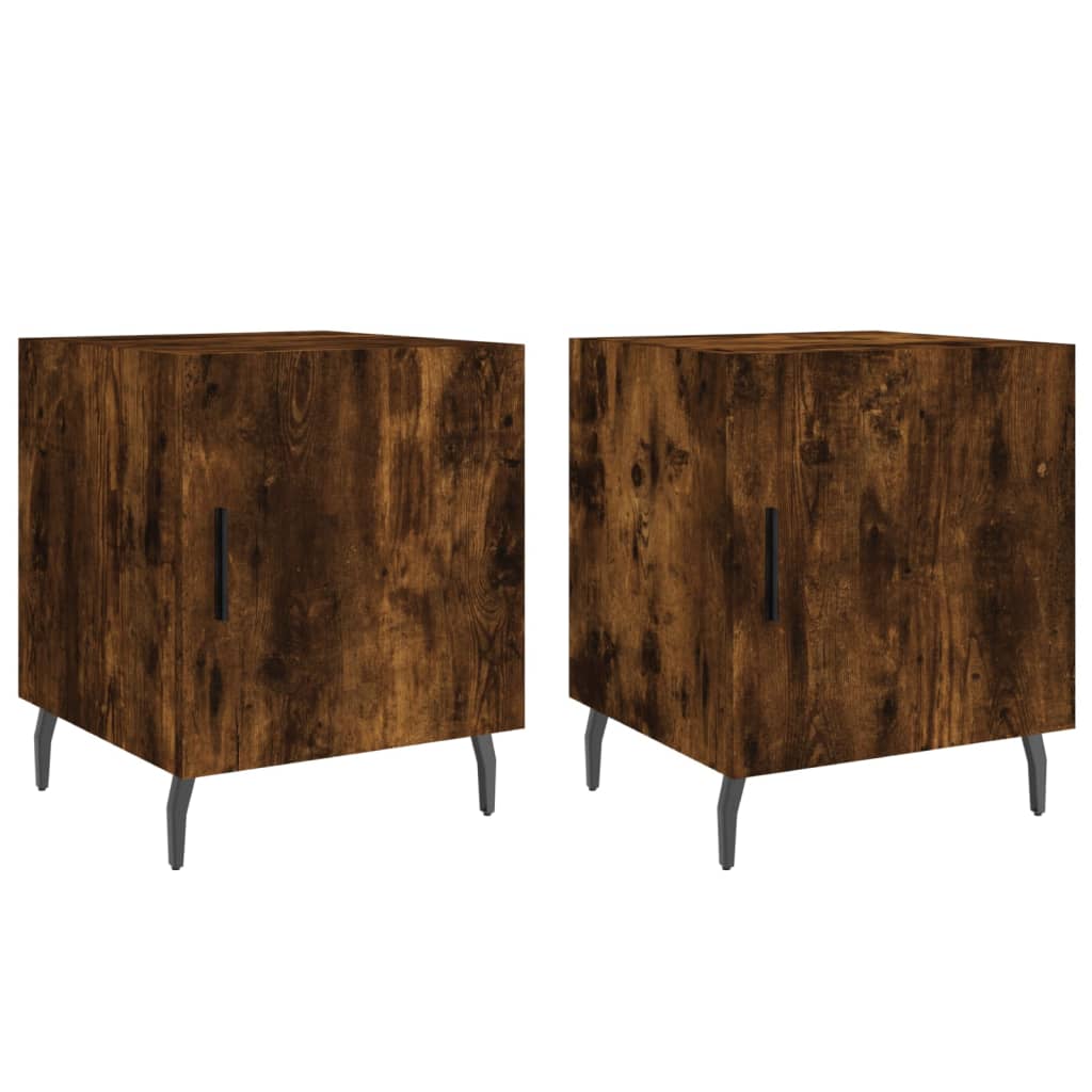 vidaXL Bedside Cabinets 2 pcs Smoked Oak 40x40x50 cm Engineered Wood