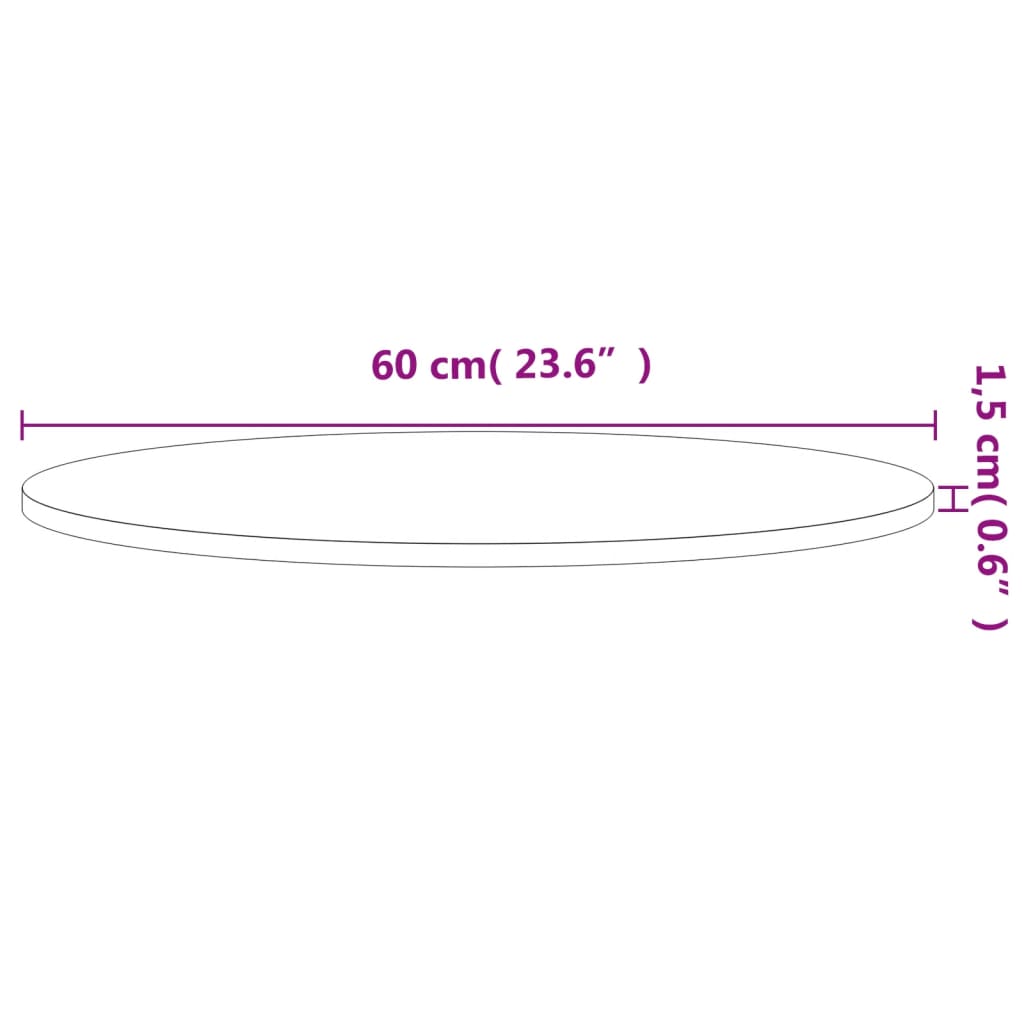 vidaXL Table Top Ø60x1.5 cm Round Solid Wood Beech