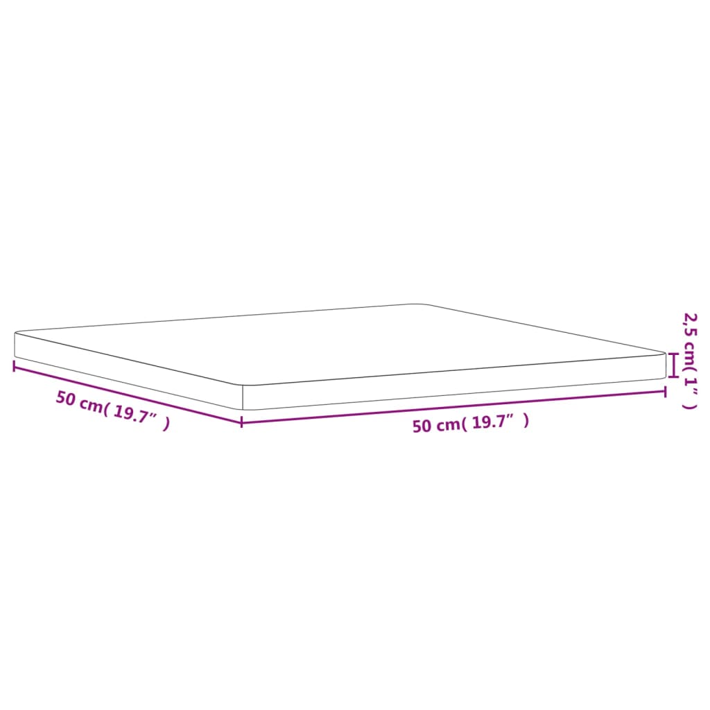 vidaXL Table Top 50x50x2.5 cm Square Solid Wood Beech