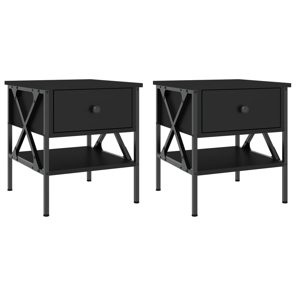 vidaXL Bedside Tables 2 pcs Black 40x42x45 cm Engineered Wood