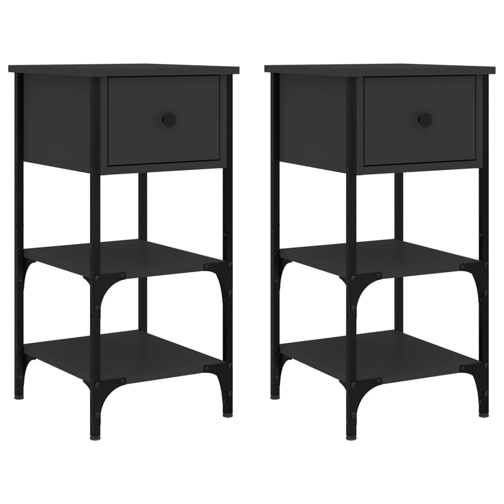 vidaXL Bedside Cabinets 2 pcs Black 34x36x70 cm Engineered Wood