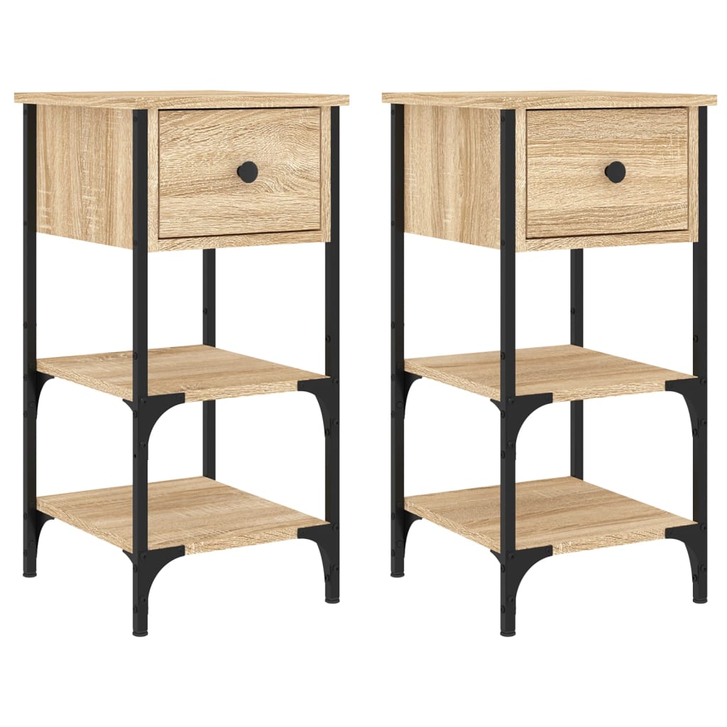 vidaXL Bedside Cabinets 2 pcs Sonoma Oak 34x36x70 cm Engineered Wood