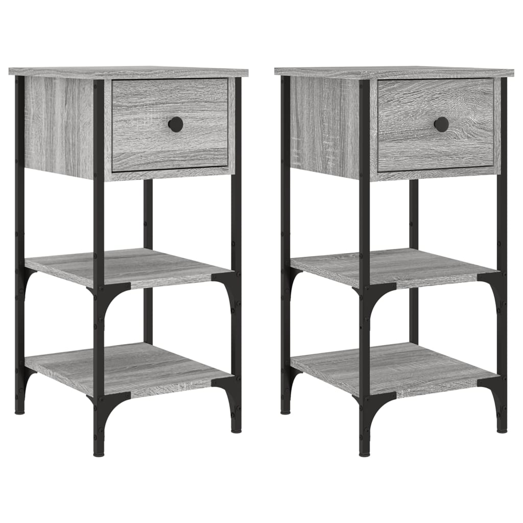 vidaXL Bedside Cabinets 2 pcs Grey Sonoma 34x36x70 cm Engineered Wood