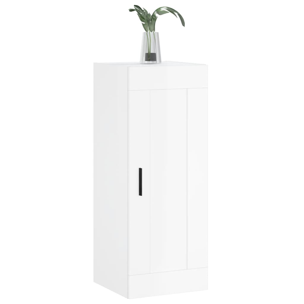 vidaXL Wall Mounted Cabinet High Gloss White 34.5x34x90 cm Engineered Wood