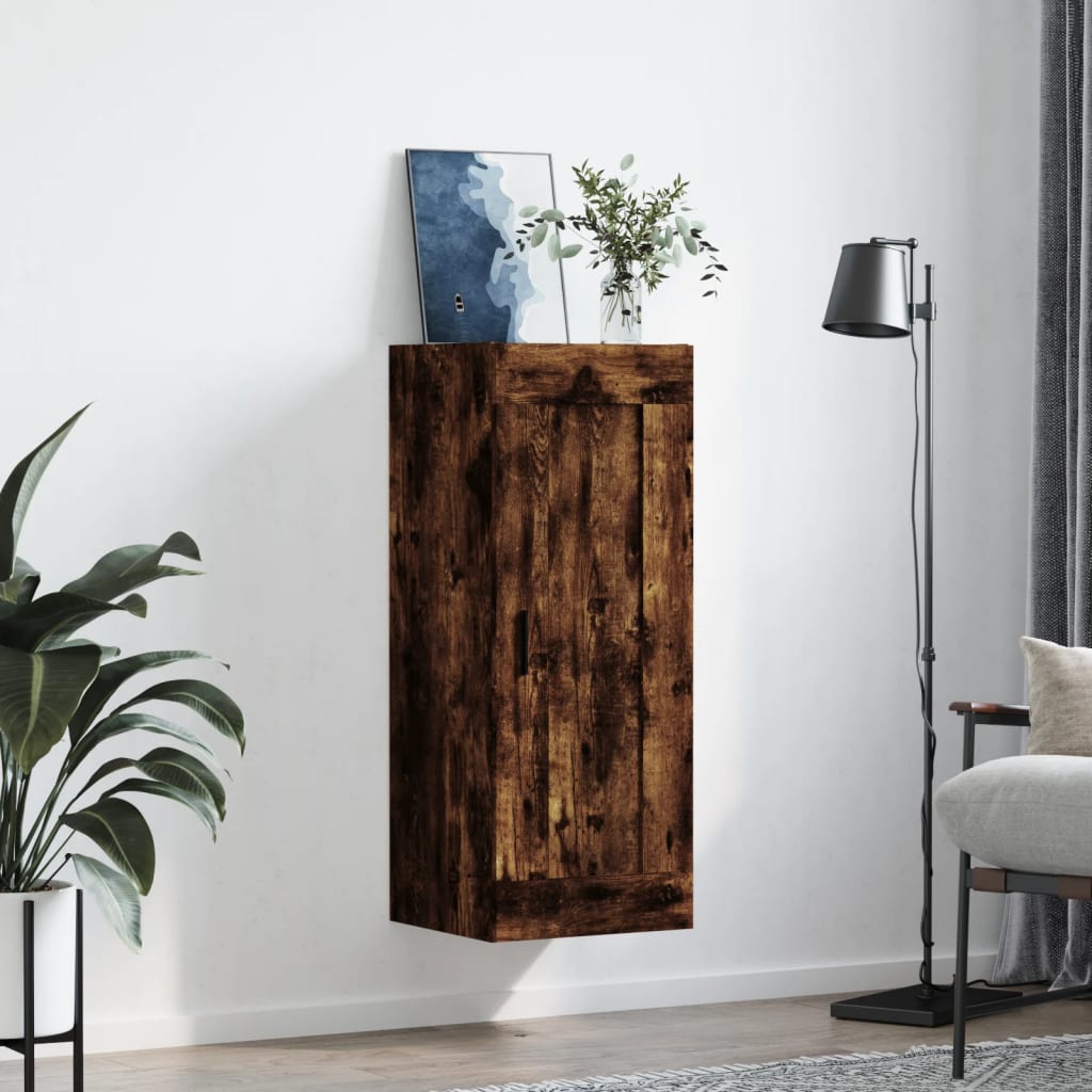 vidaXL Wall Mounted Cabinet Smoked Oak 34.5x34x90 cm Engineered Wood