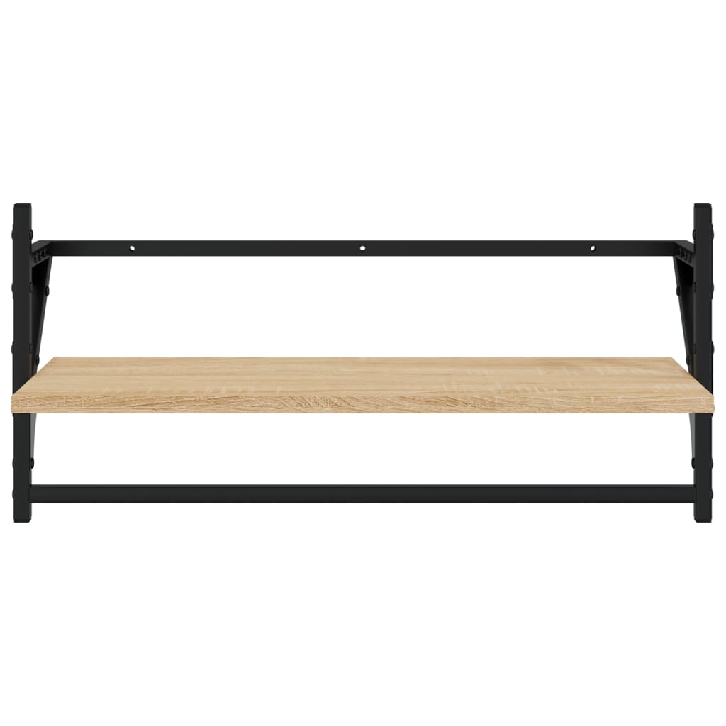 vidaXL Wall Shelves with Bars 2 pcs Sonoma Oak 65x25x30 cm