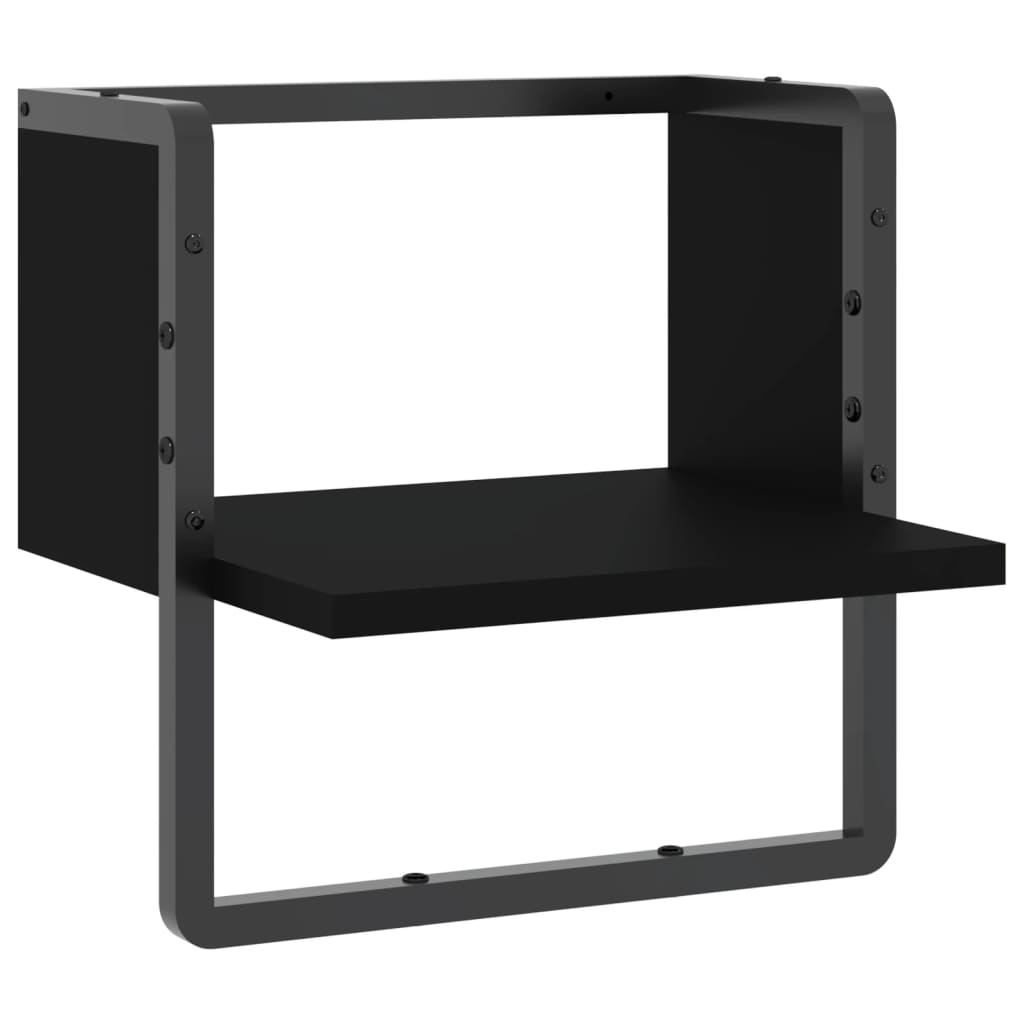 vidaXL Wall Shelf with Bar Black 30x25x30 cm