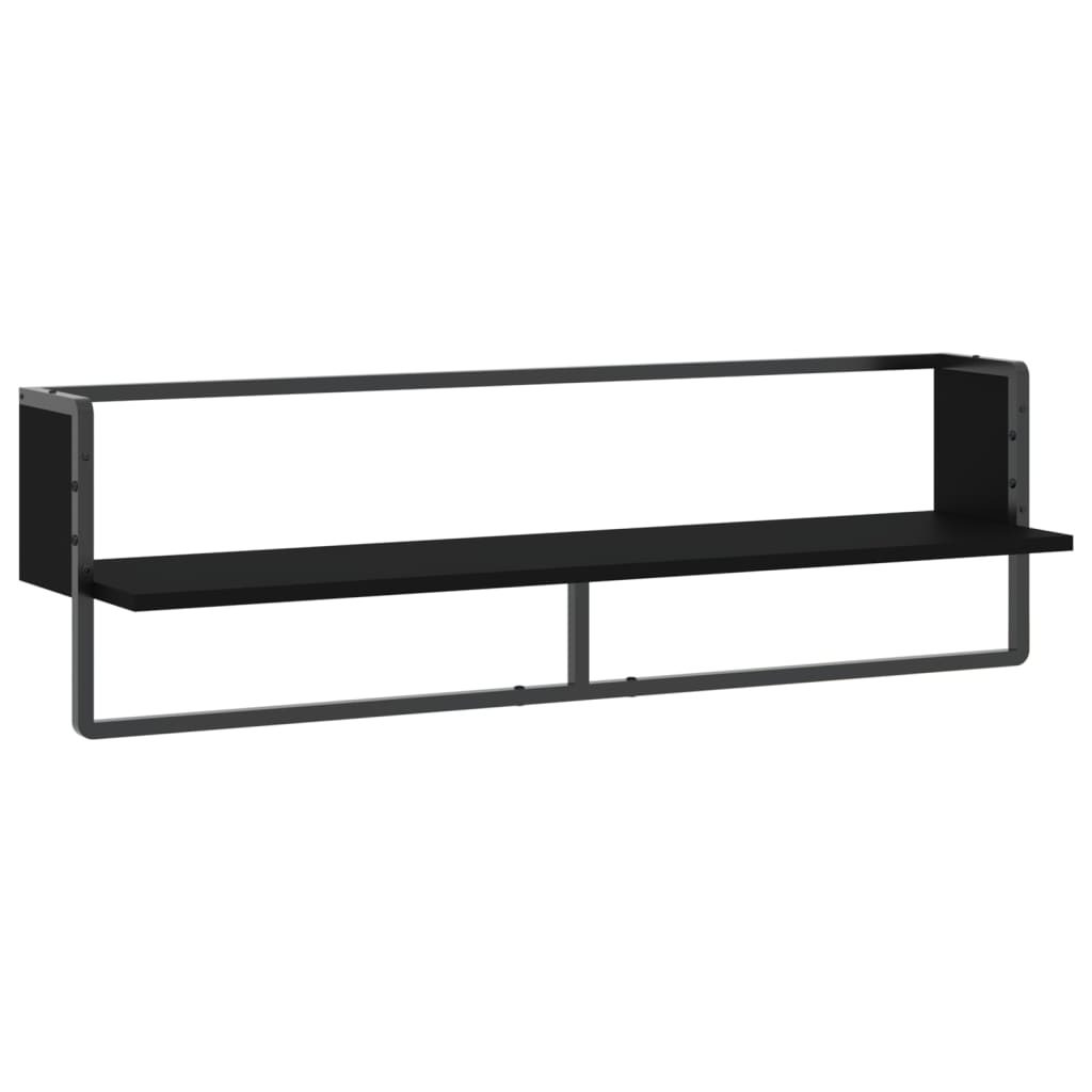 vidaXL Wall Shelf with Bar Black 100x25x30 cm