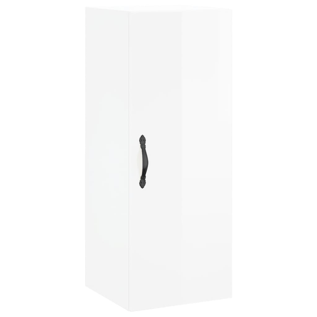 vidaXL Wall Mounted Cabinet High Gloss White 34.5x34x90 cm Engineered Wood