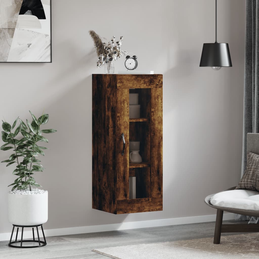 vidaXL Wall Mounted Cabinet Smoked Oak 34.5x34x90 cm