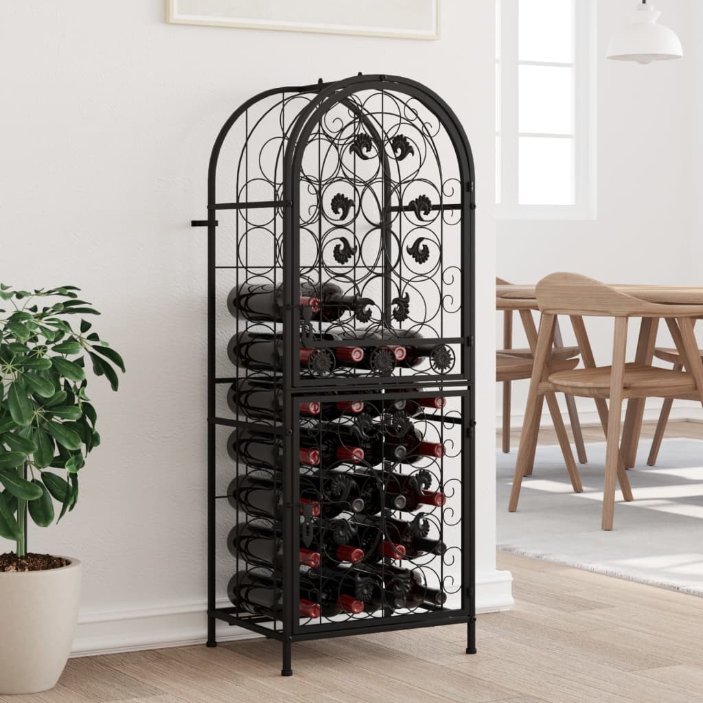 vidaXL Wine Rack for 41 Bottles Black 45x36x120 cm Wrought Iron