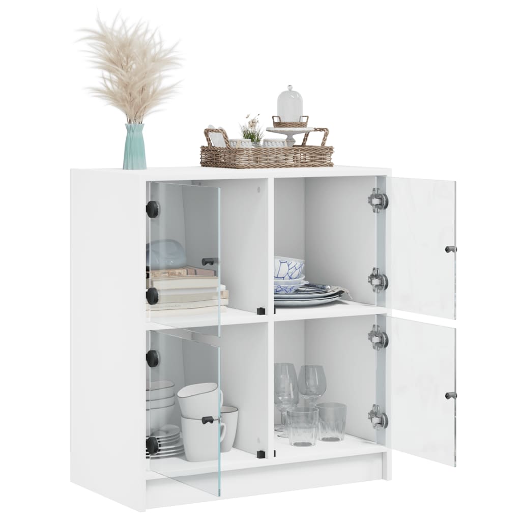 vidaXL Side Cabinet with Glass Doors White 68x37x75.5 cm