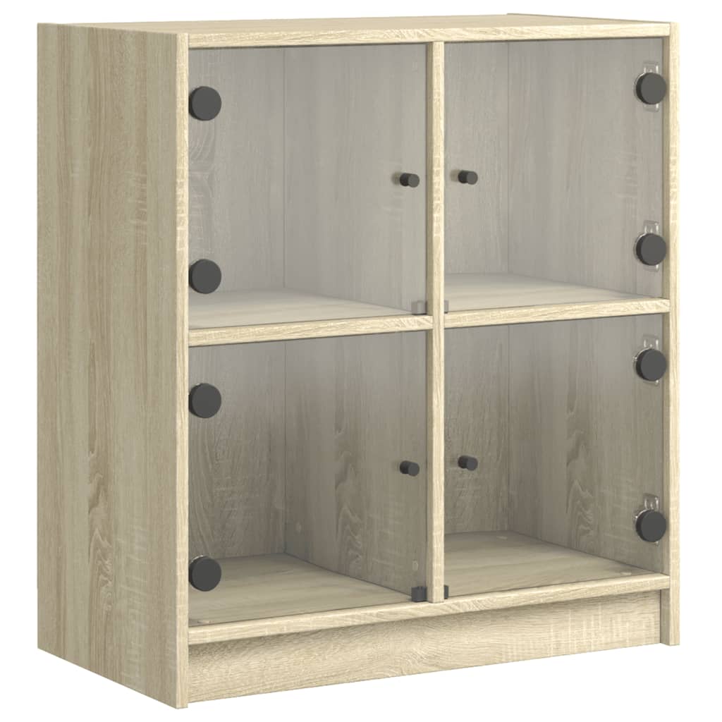 vidaXL Side Cabinet with Glass Doors Sonoma Oak 68x37x75.5 cm