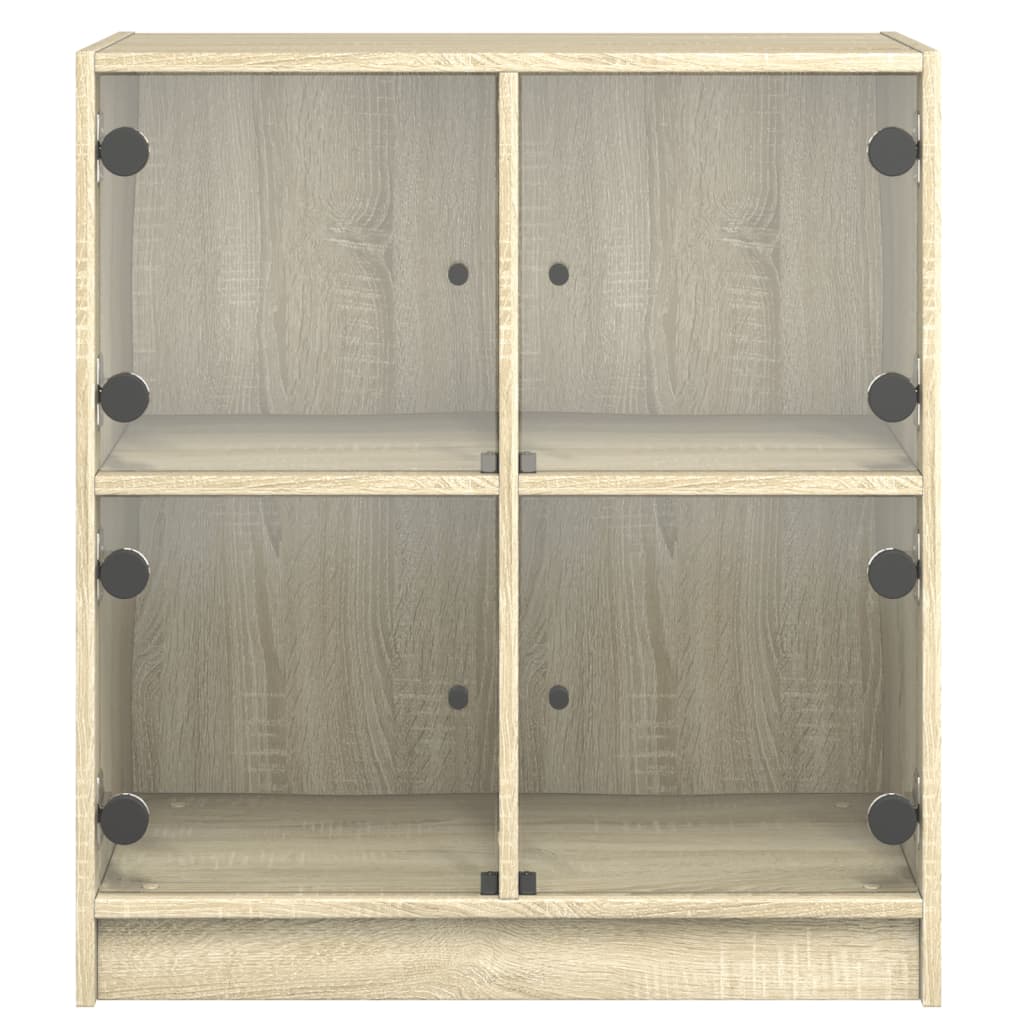 vidaXL Side Cabinet with Glass Doors Sonoma Oak 68x37x75.5 cm