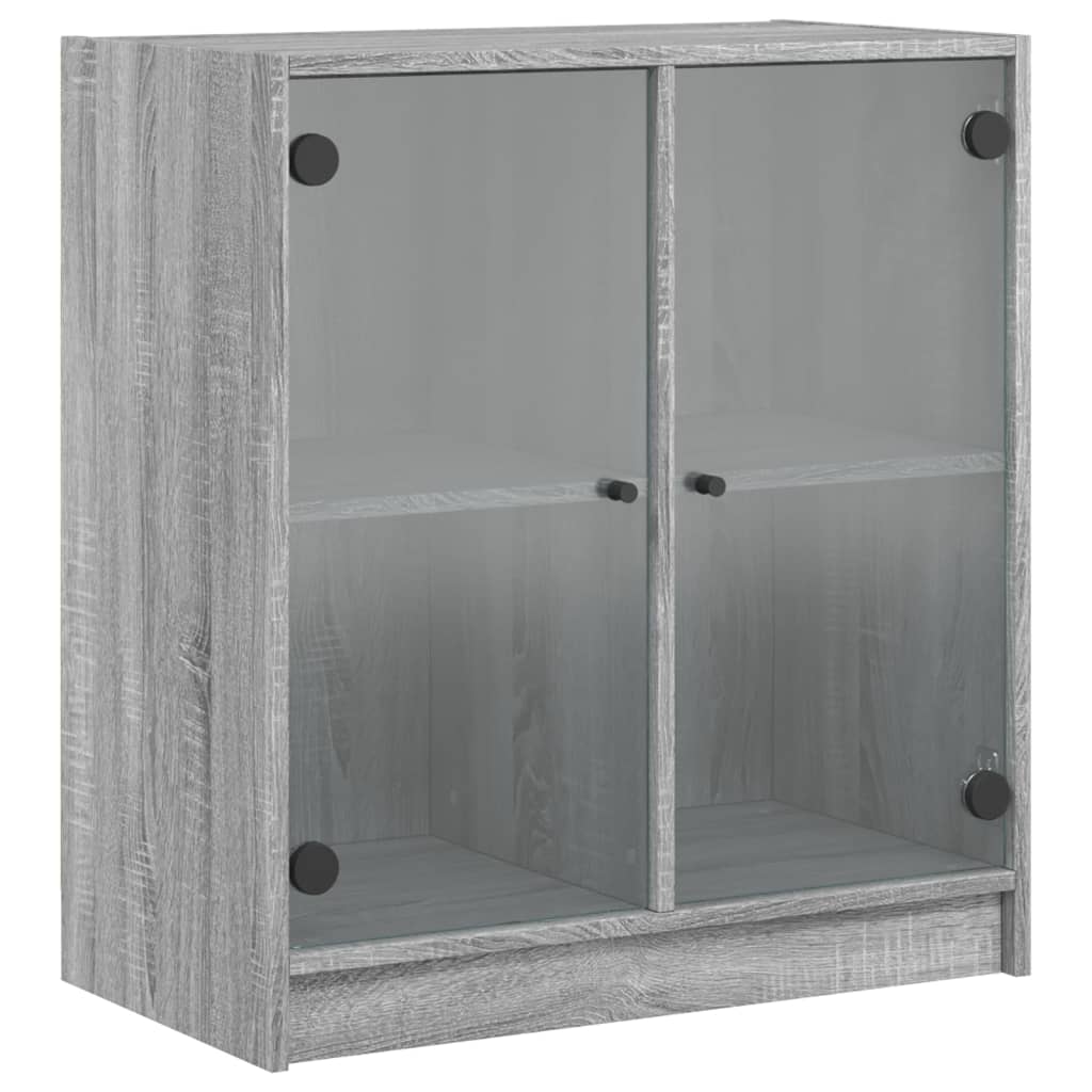 vidaXL Side Cabinet with Glass Doors Grey Sonoma 68x37x75.5 cm