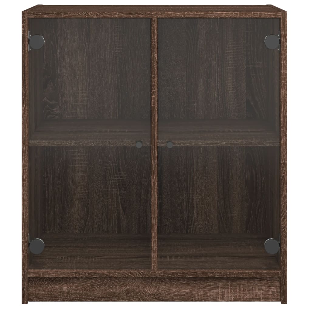 vidaXL Side Cabinet with Glass Doors Brown Oak 68x37x75.5 cm