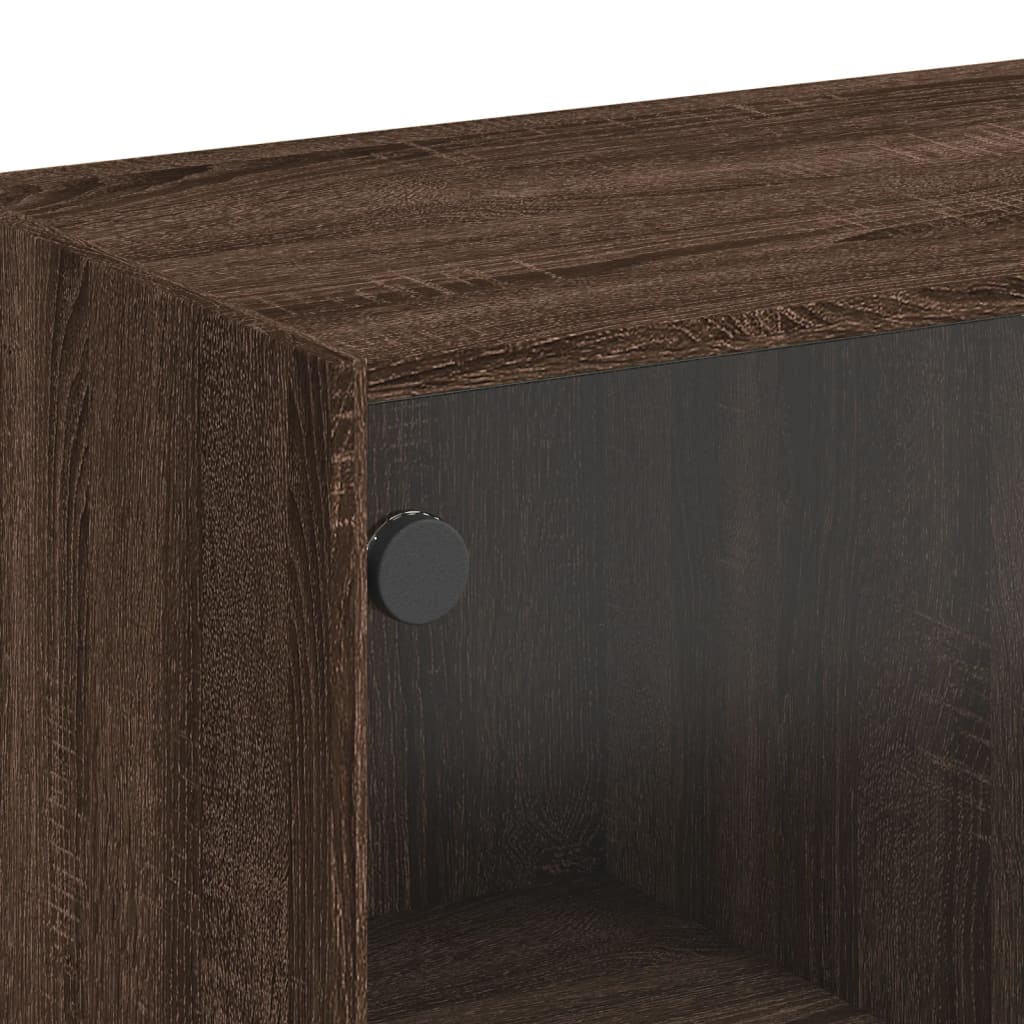 vidaXL Side Cabinet with Glass Doors Brown Oak 68x37x75.5 cm