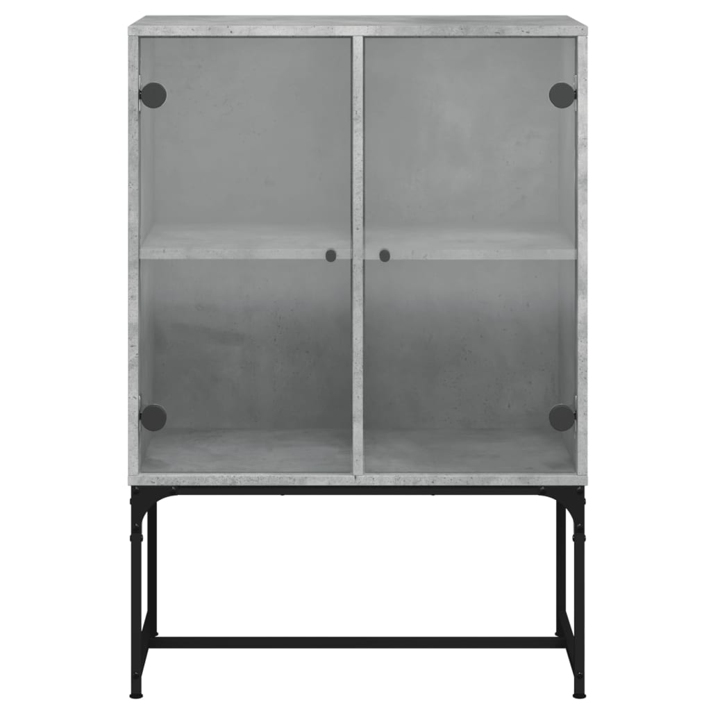 vidaXL Side Cabinet with Glass Doors Concrete Grey 69x37x100 cm