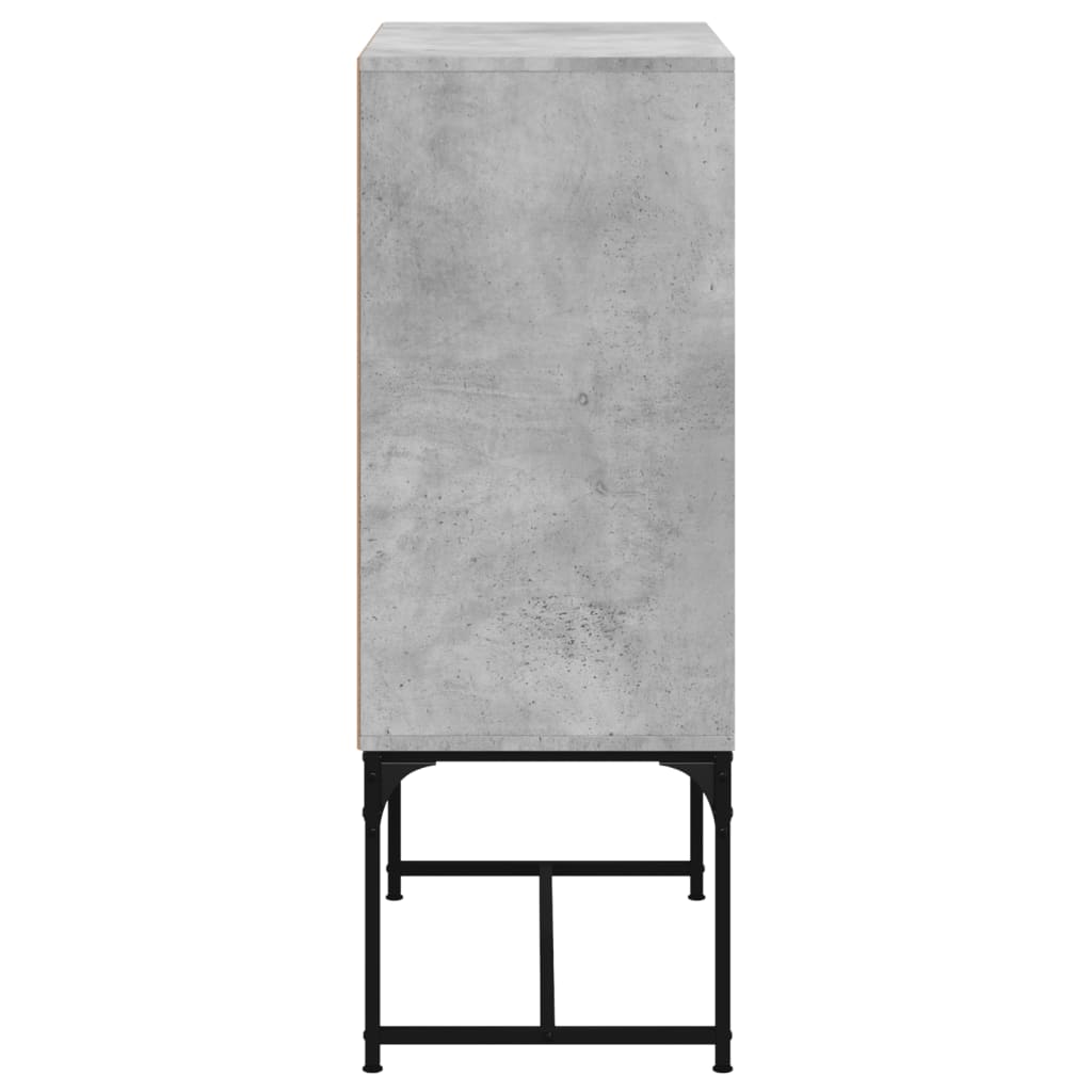 vidaXL Side Cabinet with Glass Doors Concrete Grey 69x37x100 cm