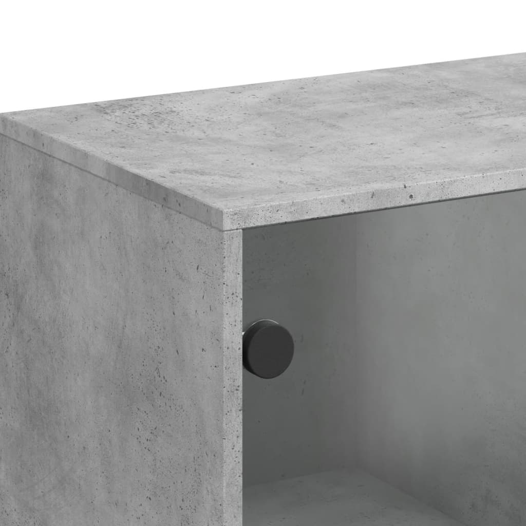 vidaXL Side Cabinet with Glass Doors Concrete Grey 69x37x100 cm