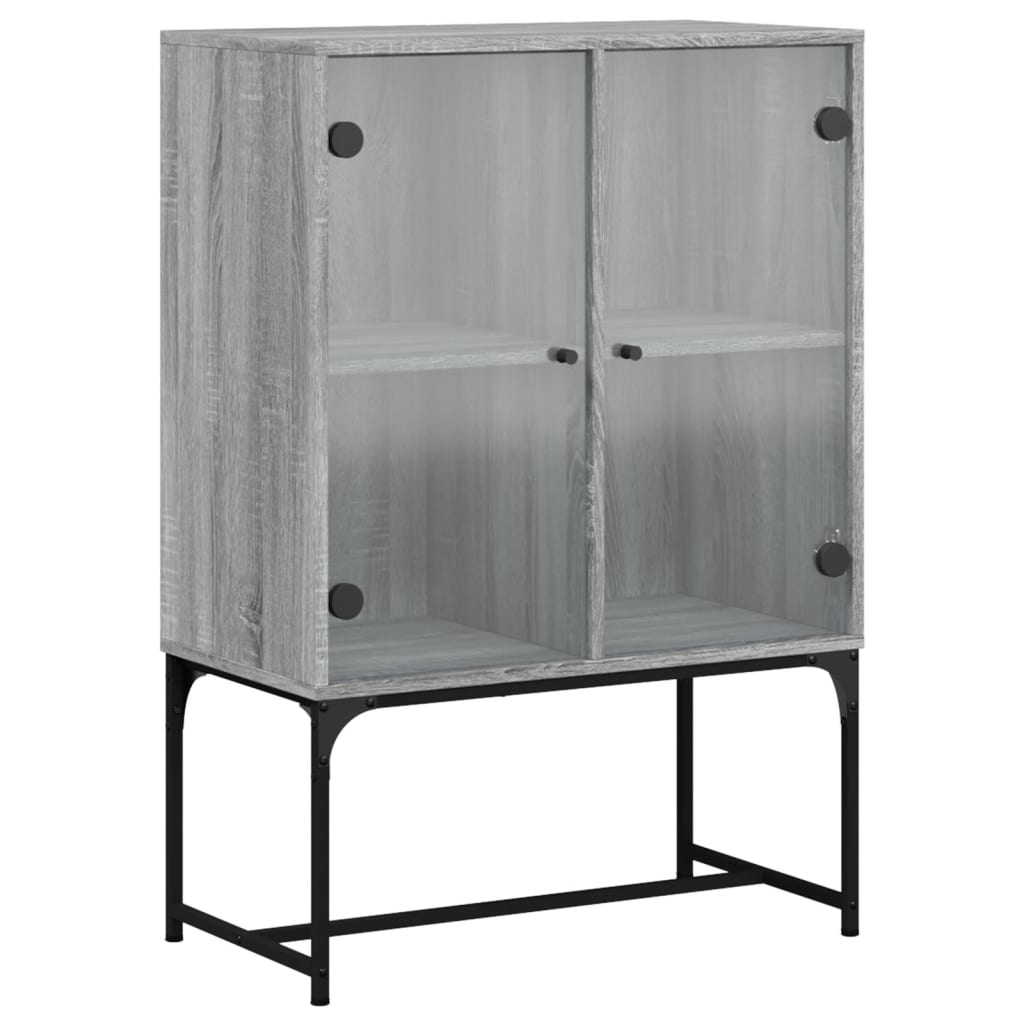 vidaXL Side Cabinet with Glass Doors Grey Sonoma 69x37x100 cm