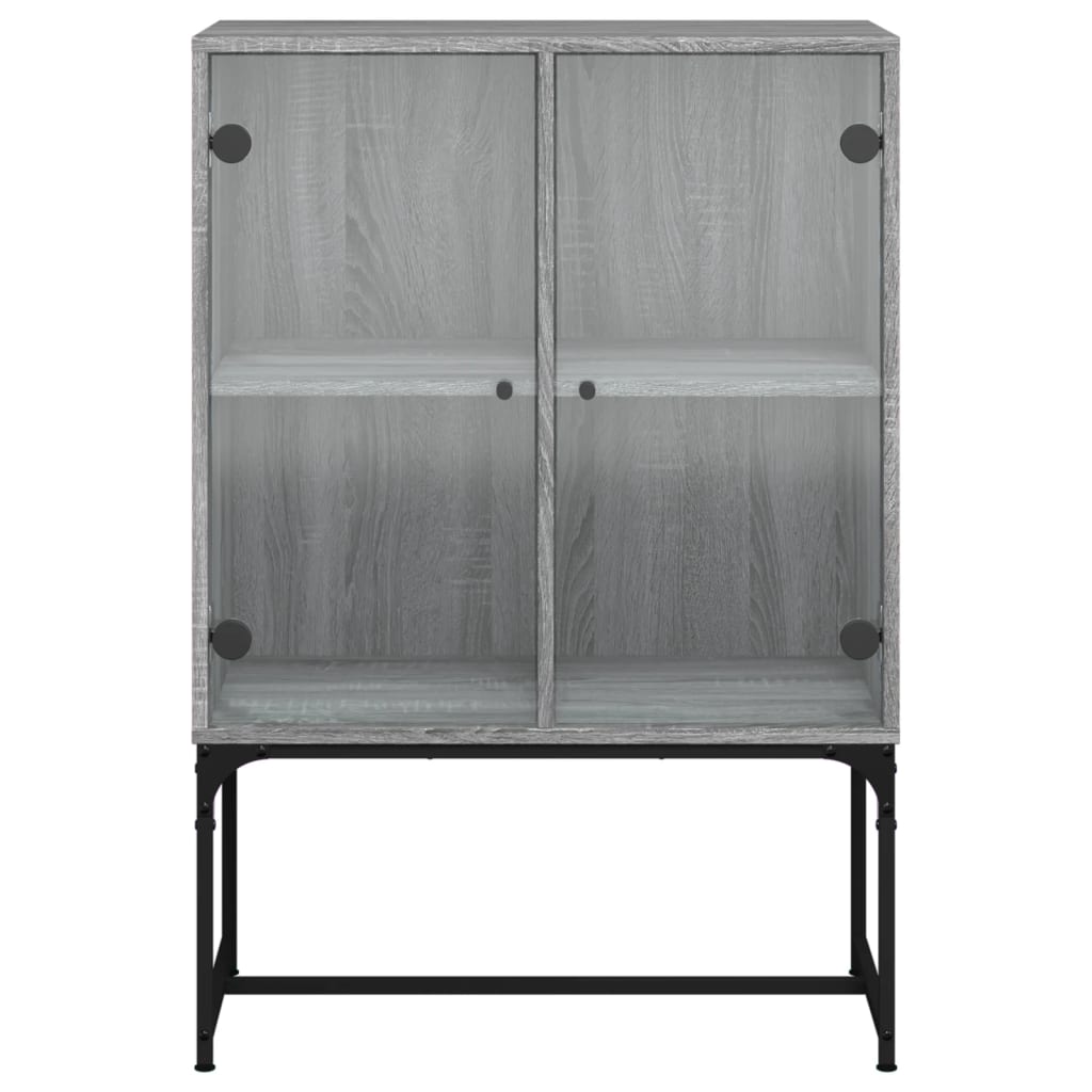 vidaXL Side Cabinet with Glass Doors Grey Sonoma 69x37x100 cm