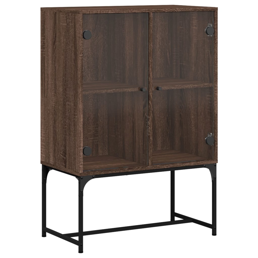 vidaXL Side Cabinet with Glass Doors Brown Oak 69x37x100 cm