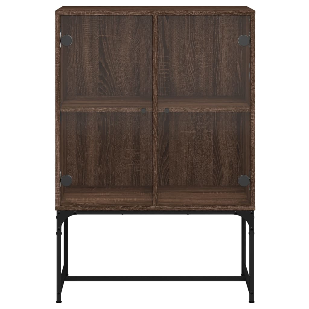 vidaXL Side Cabinet with Glass Doors Brown Oak 69x37x100 cm