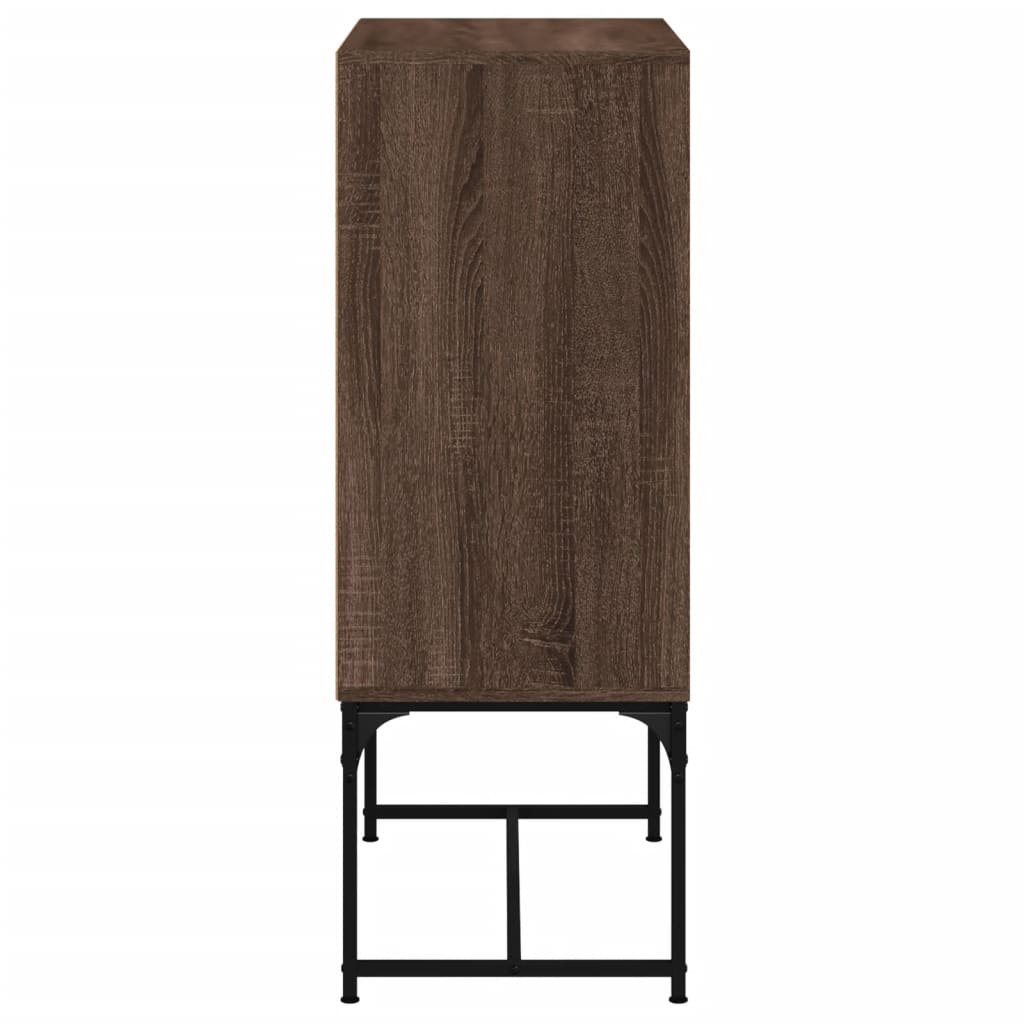 vidaXL Side Cabinet with Glass Doors Brown Oak 69x37x100 cm