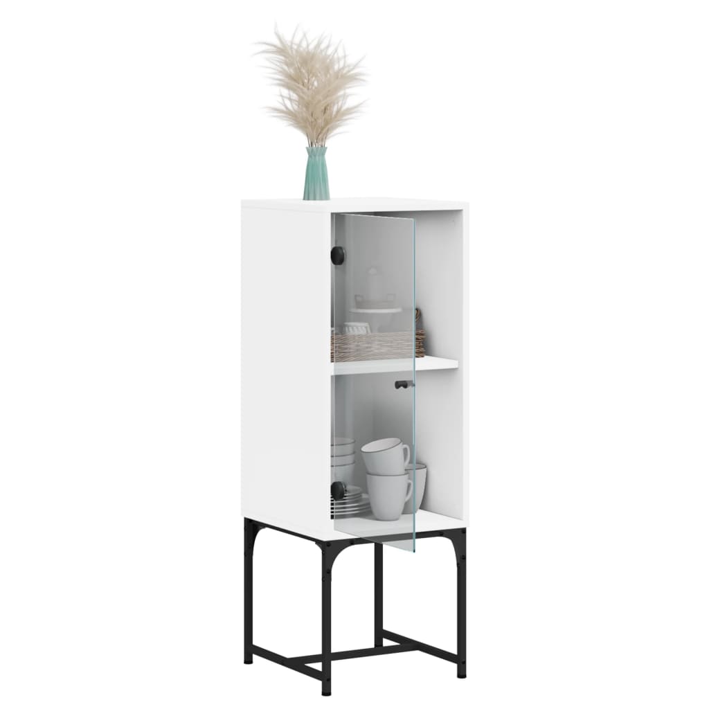 vidaXL Side Cabinet with Glass Doors White 35x37x100 cm