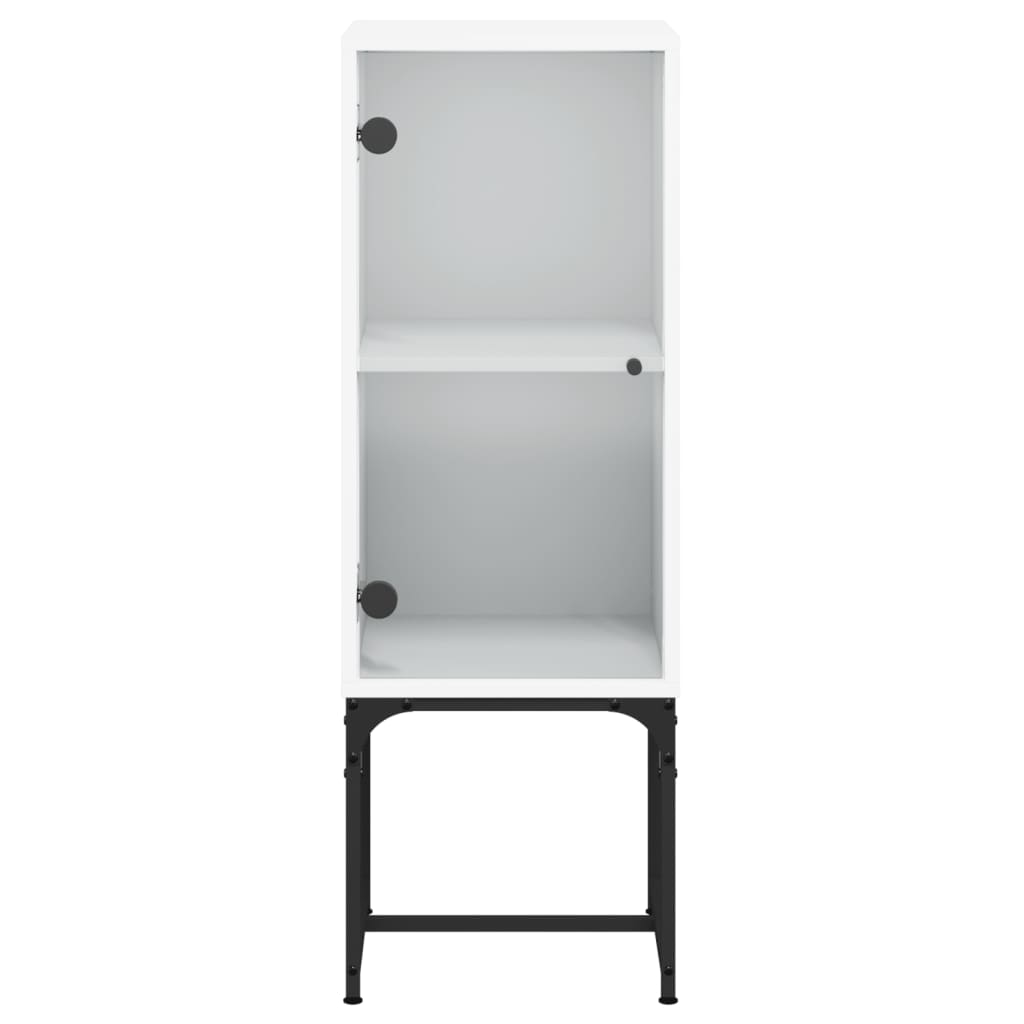 vidaXL Side Cabinet with Glass Doors White 35x37x100 cm