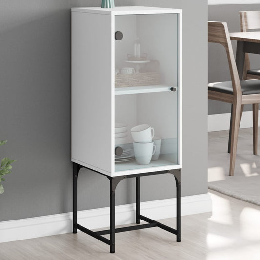 vidaXL Side Cabinet with Glass Doors White 35x37x100 cm