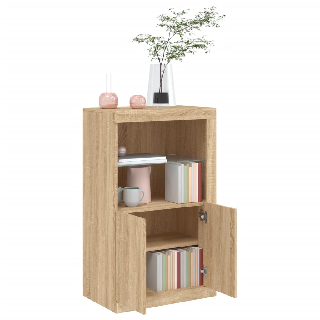 vidaXL Side Cabinet with LED Lights Sonoma Oak Engineered Wood