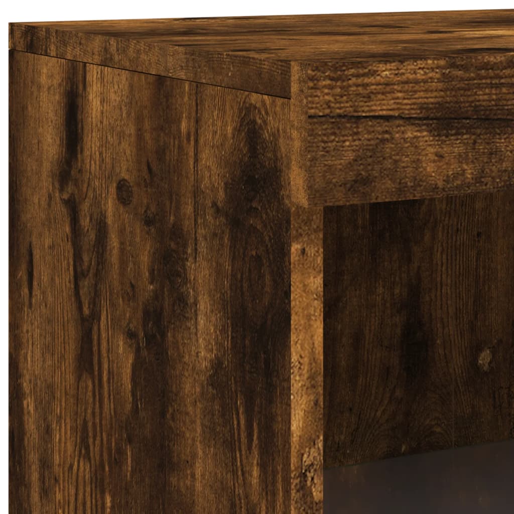 vidaXL Side Cabinet with LED Lights Smoked Oak Engineered Wood