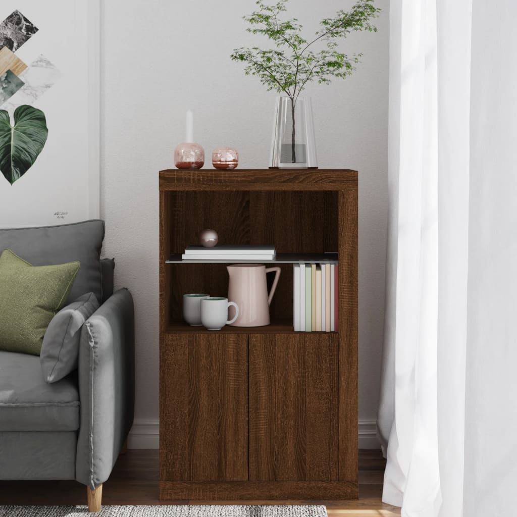 vidaXL Side Cabinet with LED Lights Brown Oak Engineered Wood